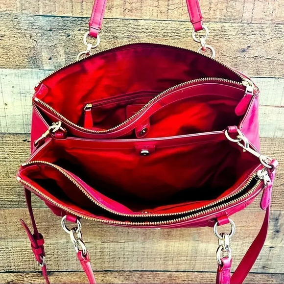 Coach Red Leather Large Christie Carryall Tote - Picture 7 of 14